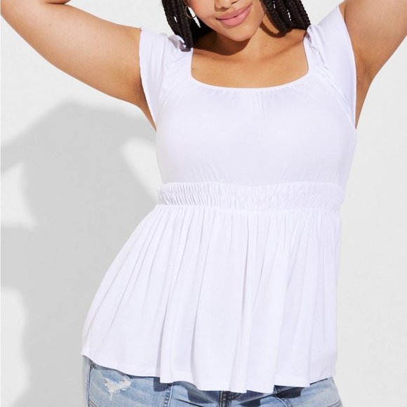 ❤️NWT VINTAGE TORRID BABYDOLL TANK SUPER SOFT CINCHED WAIST SLEEVELESS CAMI - Picture 1 of 15